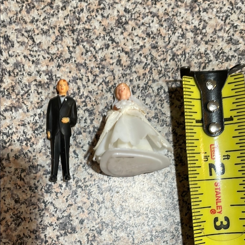 Vintage Miniature Bride and Groom Wedding Toppers